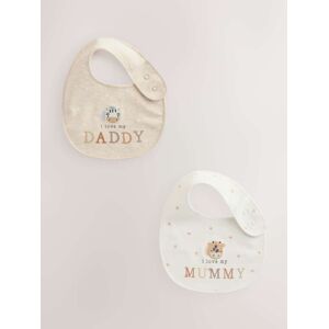 Next Neutral Character I Love My Mummy/Daddy Baby Bibs 2 Pack