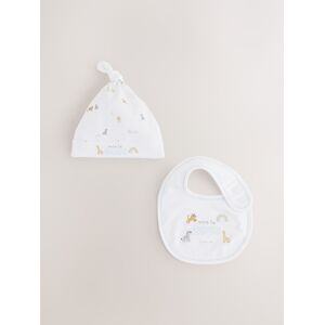 Next White Born in 2025 Hat and Bib Baby Set 2 Piece (0-12mths)