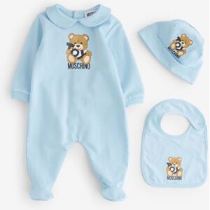 Moschino Moschino Blue Baby Logo Sleepsuit, Hat & Bib Giftset With Giftbox