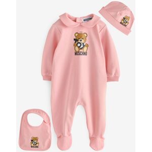 Moschino Moschino Pink Baby Logo Sleepsuit, Hat & Bib Giftset With Giftbox