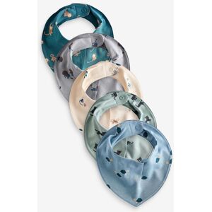 Next Teal Blue 5 Pack Dribble Baby 100% Cotton Bibs