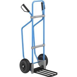 Sackkarre mit Kufen, blau, Paketschaufel-BxT 430 x 250 mm, schwarz, Luftbereifung eurokraft pro