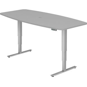 kaiserkraft Konferenztisch, BxT 2200 x 1030 mm, elektrisch höhenverstellbar 620 - 1270 mm, lichtgrau