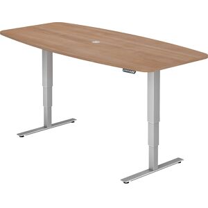 kaiserkraft Konferenztisch, BxT 2200 x 1030 mm, elektrisch höhenverstellbar 620 - 1270 mm, Nussbaum-Dekor