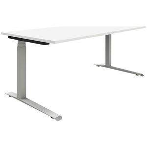 P12 - Schreibtisch, weiß / alusilber, C-Fuß-Gestell, elektrisch höhenverstellbar, BxT 1600 x 800 mm eurokraft pro