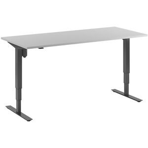 kaiserkraft Schreibtisch Atlanta, elektrisch höhenverstellbar, gerade, BxT 1800 x 800 mm, lichtgrau/schwarz