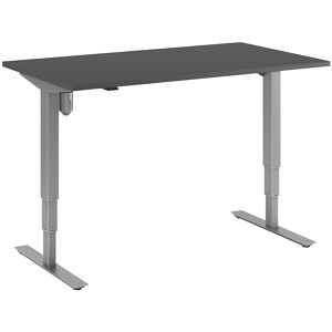 kaiserkraft Schreibtisch Atlanta, elektrisch höhenverstellbar, gerade, BxT 1400 x 800 mm, dunkelgrau/silber