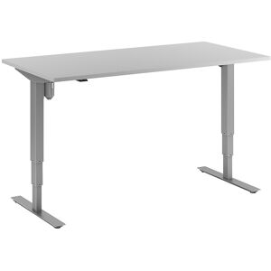 kaiserkraft Schreibtisch Atlanta, elektrisch höhenverstellbar, gerade, BxT 1600 x 800 mm, lichtgrau/silber
