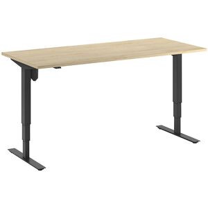 kaiserkraft Schreibtisch Atlanta, elektrisch höhenverstellbar, gerade, BxT 1800 x 800 mm, Eiche/schwarz