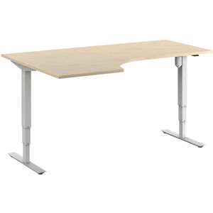 kaiserkraft Schreibtisch Atlanta, elektrisch höhenverstellbar, Ecke, BxT 1800 x 1200 mm, Birke/weiß, links