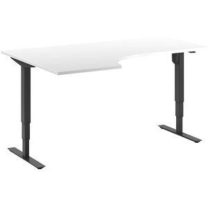 kaiserkraft Schreibtisch Atlanta, elektrisch höhenverstellbar, Ecke, BxT 1800 x 1200 mm, weiß/schwarz, links
