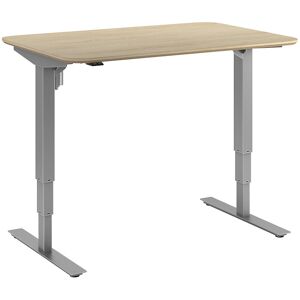 kaiserkraft Schreibtisch Atlanta Trend, elektrisch höhenverstellbar, gerade, abgerundete Ecken, BxT 1200 x 800 mm, Eiche/silber