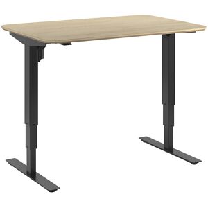 kaiserkraft Schreibtisch Atlanta Trend, elektrisch höhenverstellbar, gerade, abgerundete Ecken, BxT 1200 x 800 mm, Eiche/schwarz