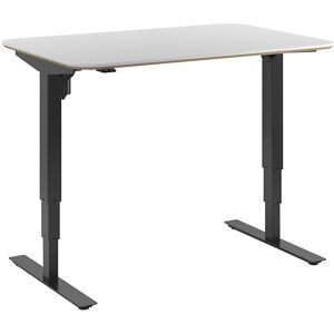 kaiserkraft Schreibtisch Atlanta Trend, elektrisch höhenverstellbar, gerade, abgerundete Ecken, BxT 1200 x 800 mm, weiß/schwarz