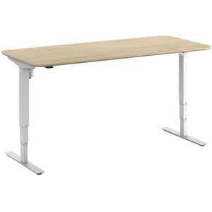 kaiserkraft Schreibtisch Atlanta Trend, elektrisch höhenverstellbar, gerade, abgerundete Ecken, BxT 1800 x 800 mm, Eiche/weiß