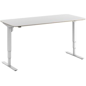 kaiserkraft Schreibtisch Atlanta Trend, elektrisch höhenverstellbar, gerade, abgerundete Ecken, BxT 1800 x 800 mm, weiß/weiß