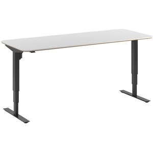 kaiserkraft Schreibtisch Atlanta Trend, elektrisch höhenverstellbar, gerade, abgerundete Ecken, BxT 2000 x 800 mm, weiß/schwarz