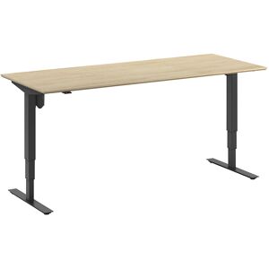 kaiserkraft Schreibtisch Atlanta Trend, elektrisch höhenverstellbar, gerade, BxT 2000 x 800 mm, Eiche/schwarz