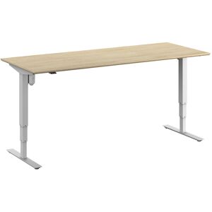 kaiserkraft Schreibtisch Atlanta Trend, elektrisch höhenverstellbar, gerade, BxT 2000 x 800 mm, Eiche/weiß