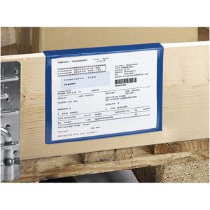 kaiserkraft Beschriftungstaschen, VE 100 Stk, für Holzaufsatzrahmen, Papierformat DIN A4, blau