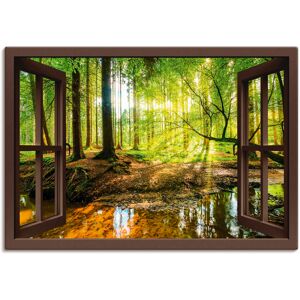 Artland Wandbild »Fensterblick - Wald mit Bach«, Wald, (1 St.), als... Farbe Bild(er): braun Größe