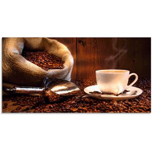 Artland Glasbild »Kaffeetasse und Leinensack auf Tisch«, Getränke, (1 St.),... Farbe Bild(er): braun Größe