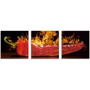 Artland Glasbild »Roter scharfer Chilipfeffer«, Lebensmittel, (3 St.), in... Farbe Bild(er): rot Größe
