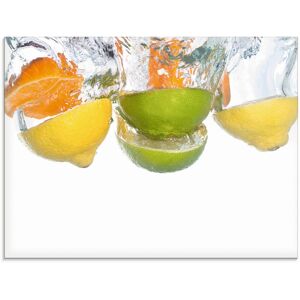 Artland Glasbild »Zitrusfrüchte fallen in klares Wasser«, Lebensmittel, (1... Farbe Bild(er): bunt Größe