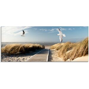 Artland Glasbild »Nordseestrand auf Langeoog mit Möwen«, Strand, (1 St.), in... Farbe Bild(er): blau Größe
