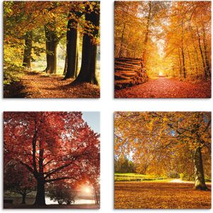Artland Leinwandbild »Herbstlandschaft«, Bäume, (4 St.), 4er Set,... Farbe Bild(er): braun Größe