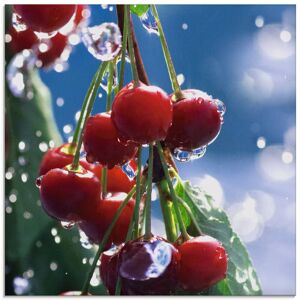 Artland Glasbild »Rote Kirschen im Sommerregen«, Lebensmittel, (1 St.), in... Farbe Bild(er): blau Größe