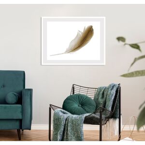 queence Bild »Malena«, Federn, gerahmt, Federn Farbe Rahmen: weiss + Farbe Bild(er): gold Größe