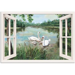 Artland Wandbild »Fensterblick - Schwäne«, Vögel, (1 St.), als Alubild,... Farbe Bild(er): weiss Größe