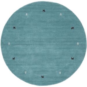 carpetfine Wollteppich »Gabbeh Uni«, rund, 15 mm Höhe, reine Wolle... türkis Größe Ø 120 cm 1 St.