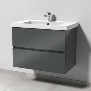 Sanipa Solo One Harmonia Waschtischkombination mit Keramikwaschtisch 80 cm, 2 Auszüge, Badmöbel,