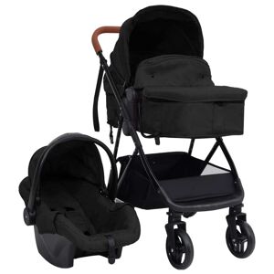 vidaXL 3-in-1 Kinderwagen Anthrazit und Schwarz Stahl - Anthrazit