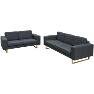 vidaXL 2-Sitzer und 3-Sitzer Sofa Set Dunkelgrau - Grau