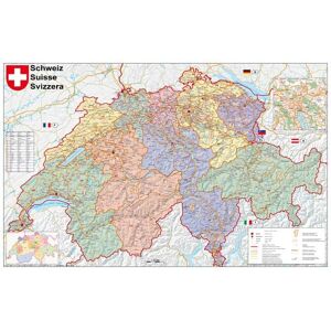 Stiefel Eurocart Schweiz Postleitzahlen 1 : 400 000. Wandkarte laminiert Poster