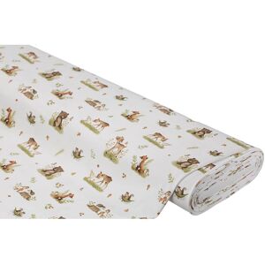 buttinette Baumwolljersey Tiere im Wald mit Elasthan, weiss-color - Size: 140 cm