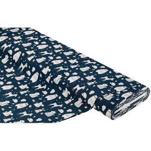 buttinette Baumwoll-Jersey &bdquo;Waldtiere&ldquo; mit Elasthan, marine-color - Size: 160 cm