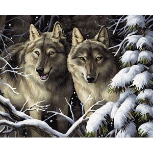 buttinette Malen nach Zahlen auf Leinwand W&ouml;lfe im Wald, 50 x 40 cm - Size: 50 x 40 cm