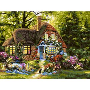 buttinette Malen nach Zahlen auf Leinwand Feenhaus, 40 x 50 cm - Size: 40 x 50 cm