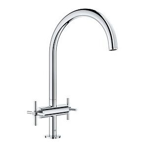 Grohe Atrio Spültisch-2-Griff-Armatur 30362000 chrom, mit C-Auslauf mit Mousseur