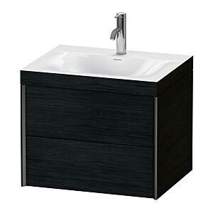 Duravit XViu Waschtisch-Unterschrank XV4614OB216C 60x48cm, 2 Schubkästen, 1 Hahnloch, schwarz matt, Rahmen C, Eiche schwarz