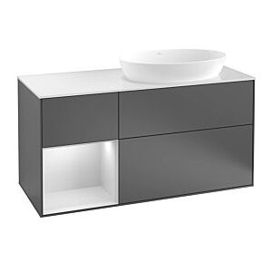 Villeroy und Boch Finion Waschtischunterschrank G921HGHG 120cm, Abdeckplatte white matt, Emotion, Regale Midnight matt lacquer, Midnight Blue Matt Lacquer