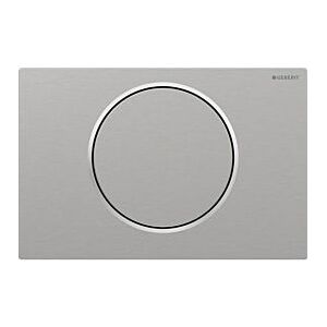 Geberit Betätigungsplatte Sigma 10 Round 115787SN5 Platte/Taste Edelstahl gebürstet, Ring poliert, für Spül-Stopp-Spülung, verschraubbar