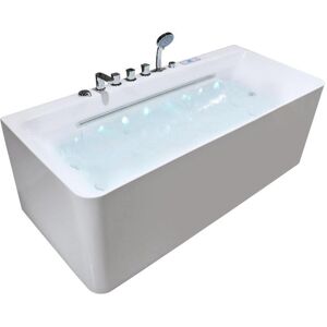 Vente-unique Whirlpool-Badewanne halb freistehend - Weiß - 1 Platz - 470 l - 170 x 75 cm - KIRANA