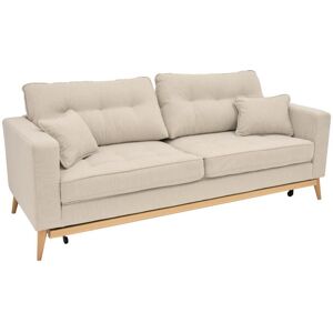 Vente-unique.ch Schlafsofa 3-Sitzer - Stoff - Cremefarben - KENZA