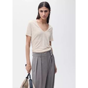 Mango - T-Shirt, Für Damen, Taupe, Größe L