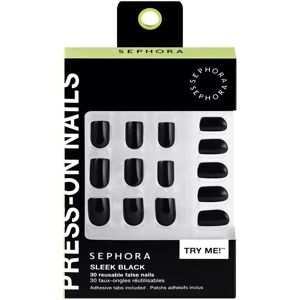 Sephora - Wiederverwendbares Kunstnagel-Set, Klebepatches Gel-Effekt, Profi-Ergebnisse, Sleek Black